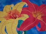 Art Quilt Wall Hanging - Day Lilies
