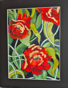 Three Poppies with Gold